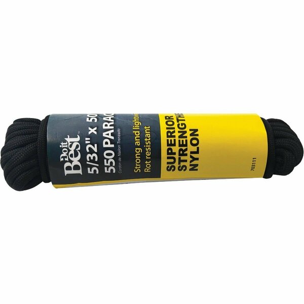All-Source 550 5/32 In. x 50 Ft. Black Nylon Paracord 703111